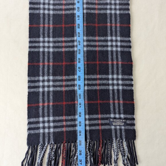 Burberry 100% Lambswool Plaid Check Scarf Blue Unisex | Used Excellent - Picture 5 of 6